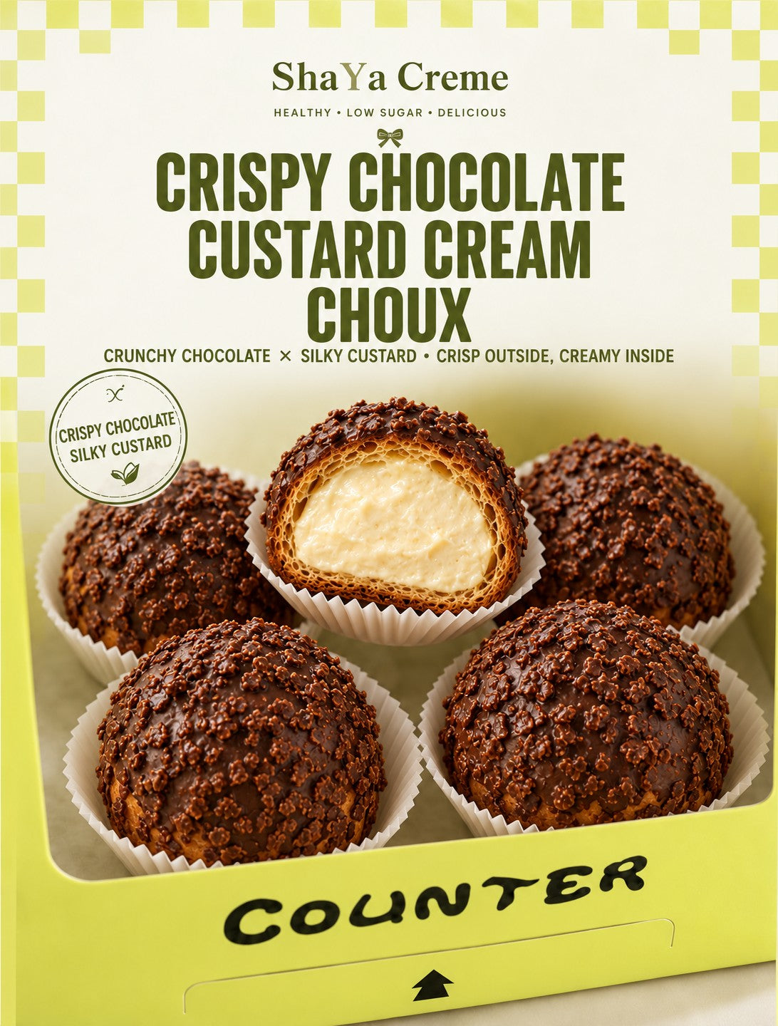 Crispy Chocolate Custard Cream Choux