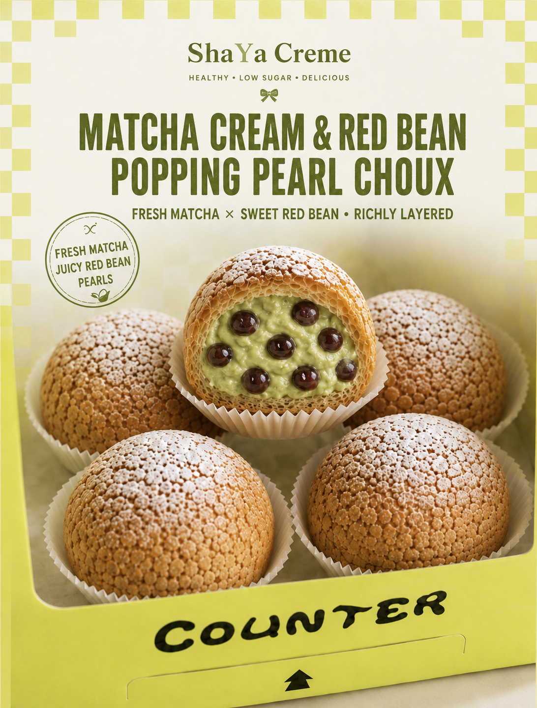 Matcha Azuki Popping Pearl Choux