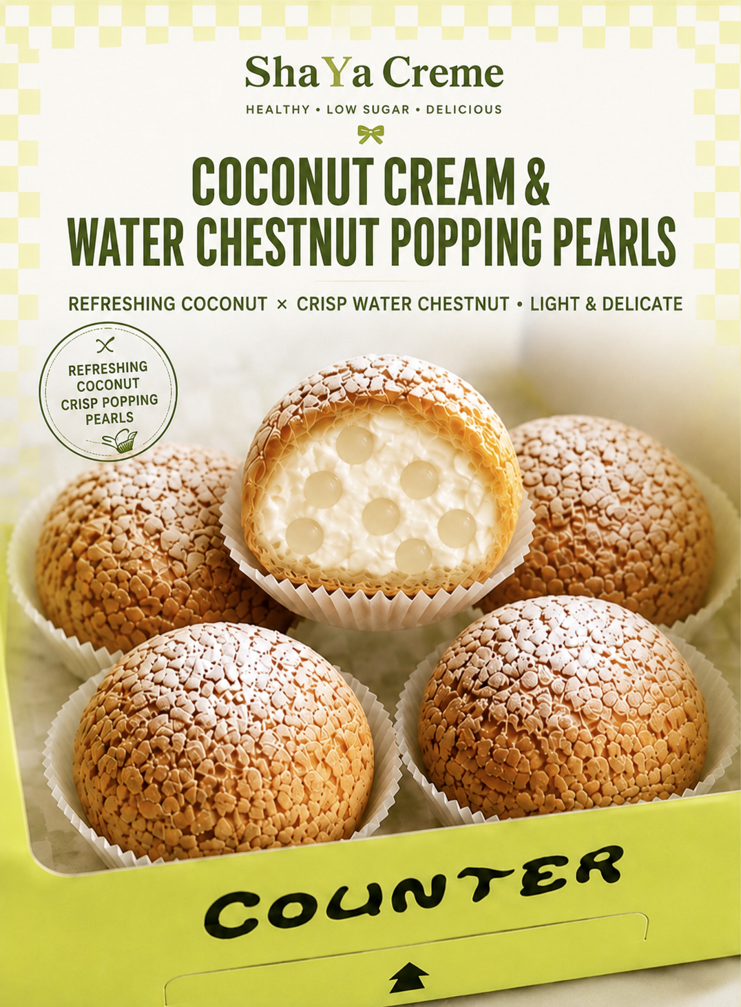 Coconut Cream & Water Chestnut Popping Pearl Choux