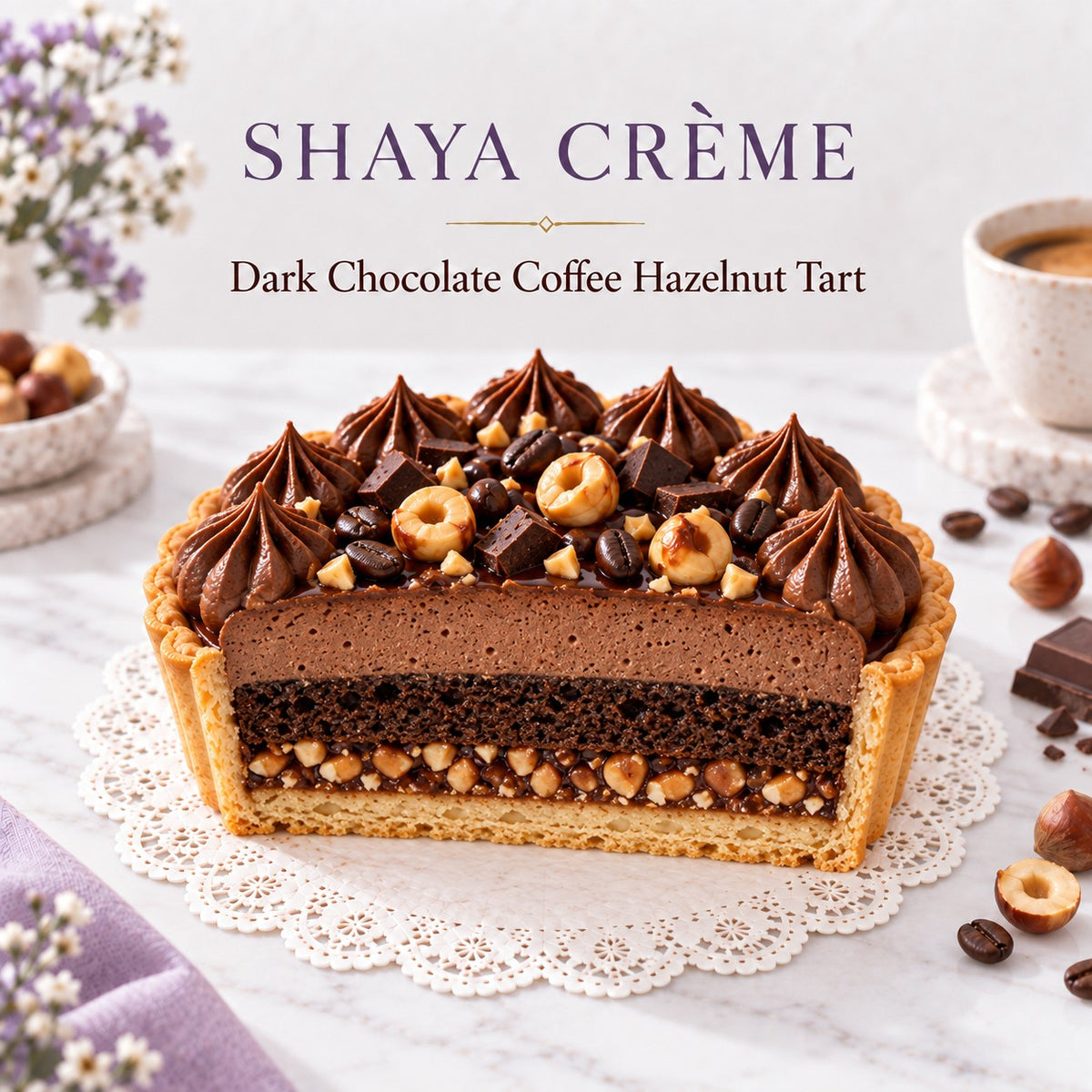 Dark Chocolate Coffee Hazelnut Pie Cake